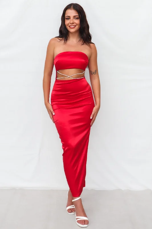 Blowout Sale Tisha Midi Dress - Red