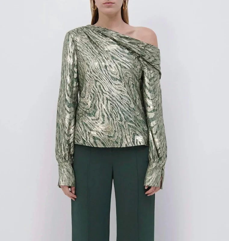 Unbeatable Prices Alice Metallic Fil Coupe Top In Hunter Green Metalluc Moire