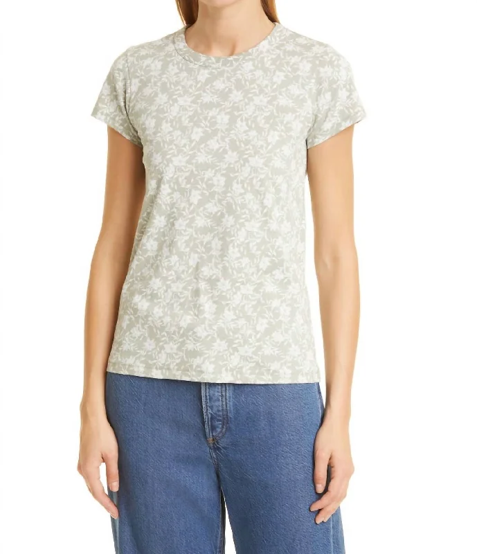 YEAR-End Sale All Over Knit Julie Floral Tee In Jade