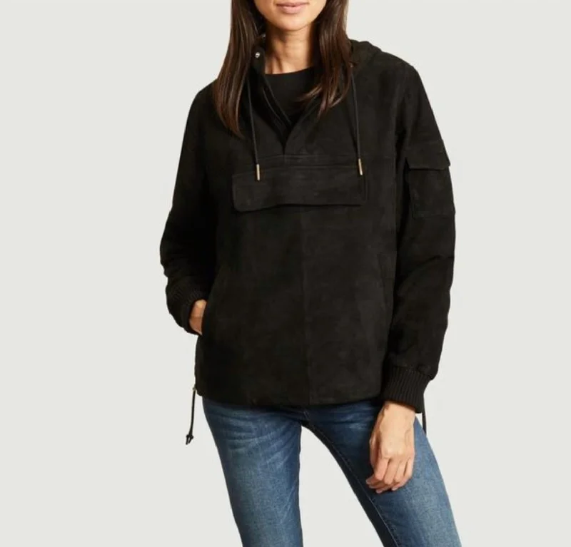 Online Only Anchor Anorak Suede In Black