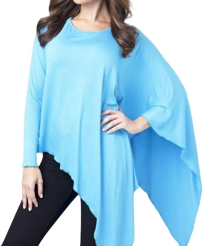 Discount Days Asymmetrical Tunic Top In Turquoise