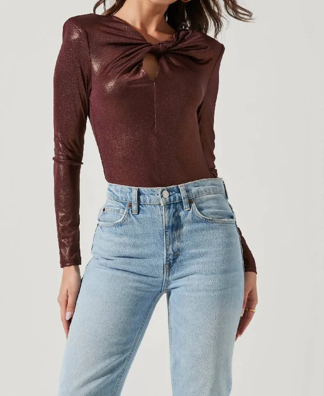 Major Savings Barcelona Twist Front Bodysuit In Chestnut