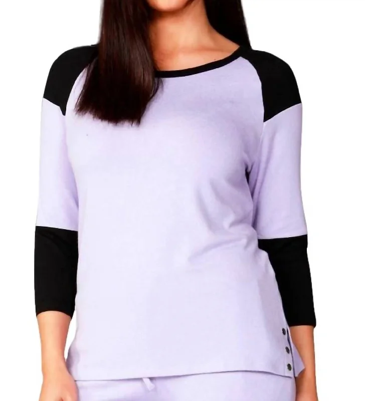 Super Sale Baseball "t" Top In Lilac/black