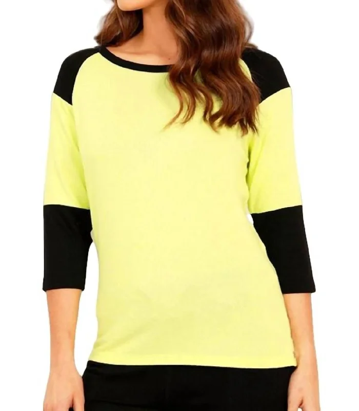 New Arrival Baseball "t" Top In Lime/black