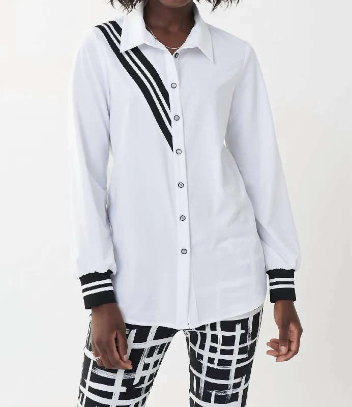 Great Deals Black/white Accent Stripe Blouse