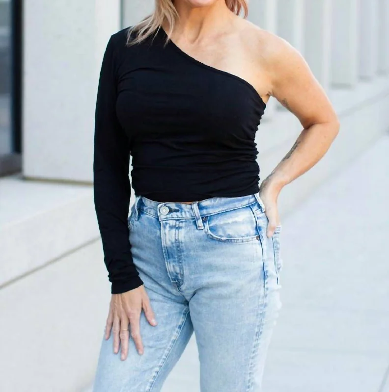Lowest Prices Blake One Shoulder Top In Caviar