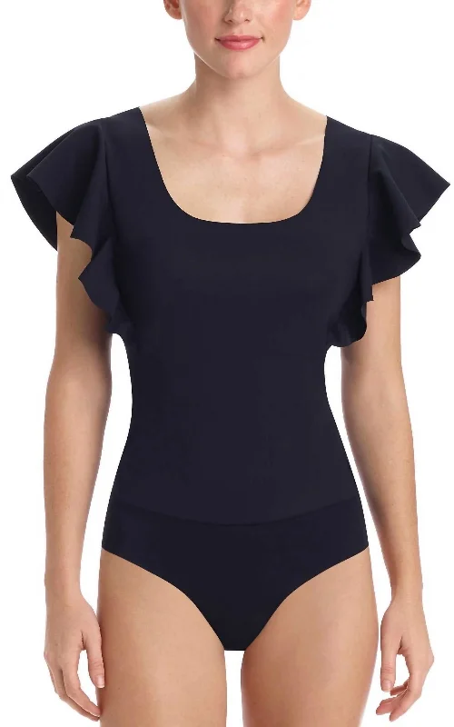 Reduced Prices Bonded Ruffled Bodysuit In Black