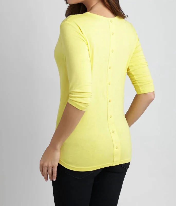 Limited Time Discount Button-Back Scoop Neck Top In Yellow