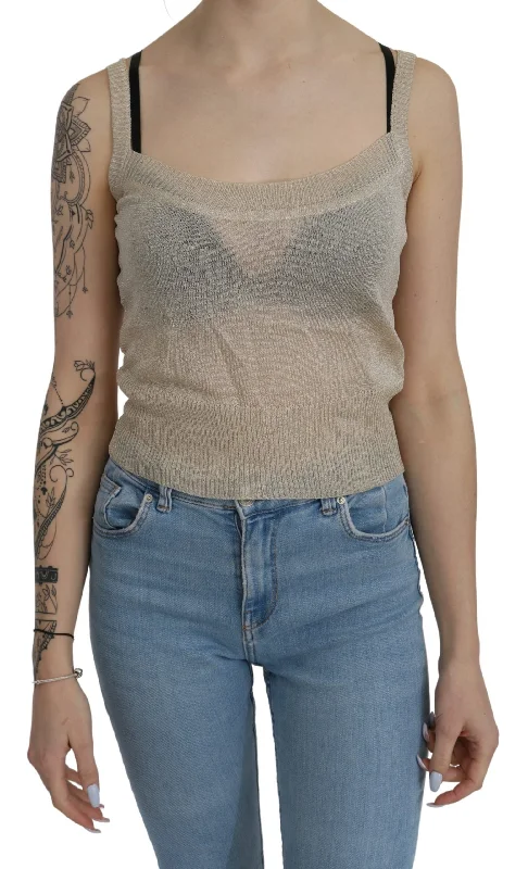 Seasonal Clearance BYBLOS  Sleeveless Spaghetti Strap Tank See Through Women's Top