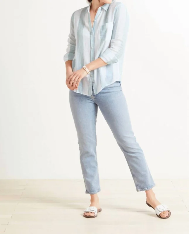 Savings Event Charli Button Down Shirt In Moss Stripe