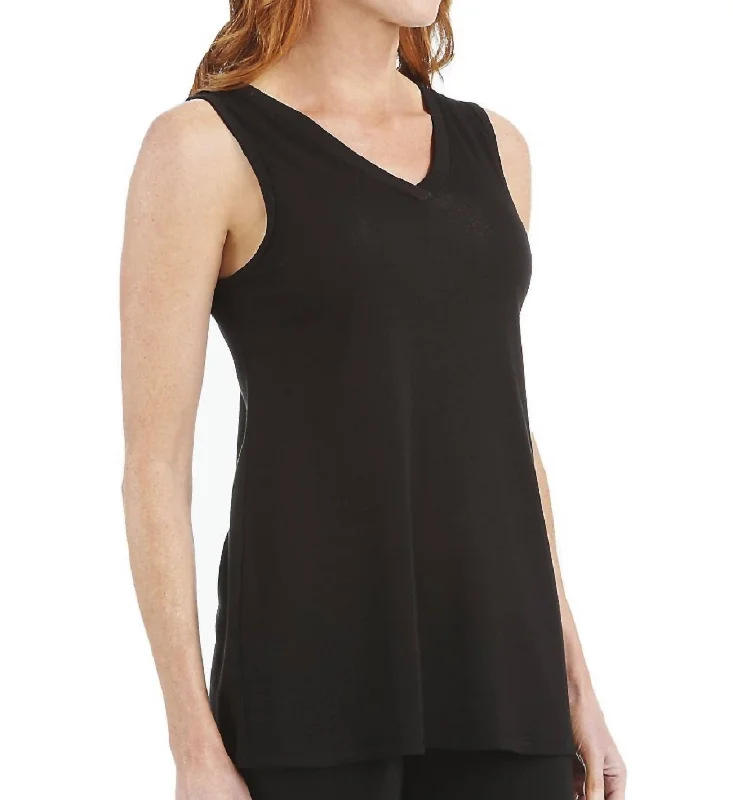 Today’s Special Cindy Rib V-Neck Swing Tank In Black