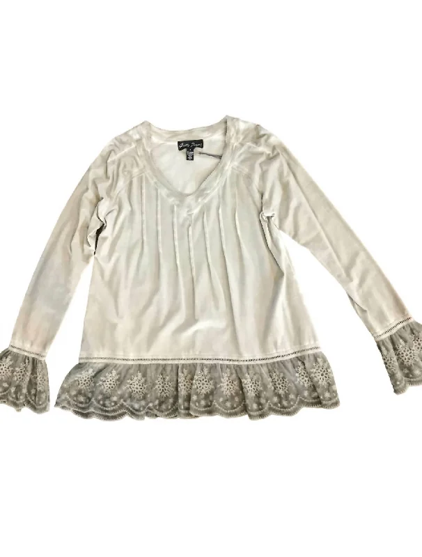 Exclusive Preview Cisne Long Sleeve Knit Cotton Top In Peyote