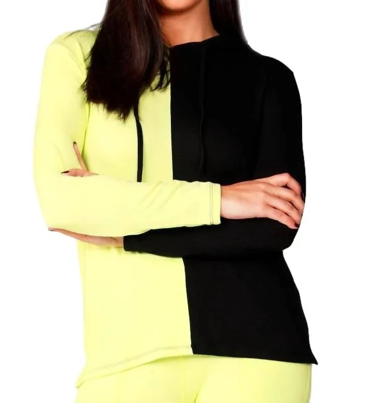 YEAR-End Clearance Color Block Hoodie In Black/lime
