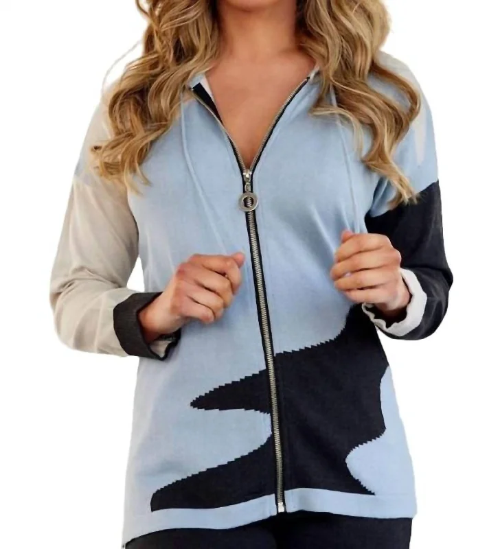 Special Price Color Block Zip Hoodie In Camo Combo
