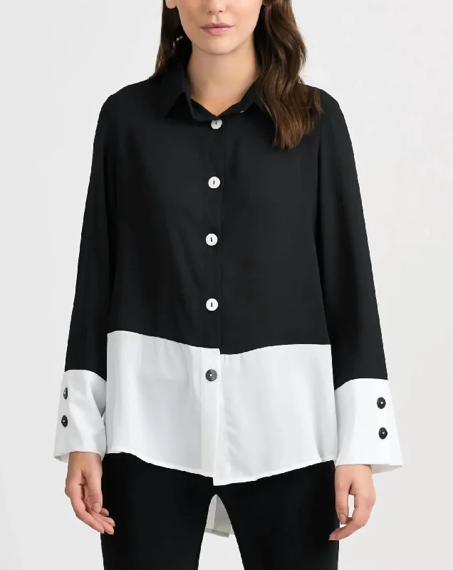 Price Cut Colorblock Blouse In Black/white