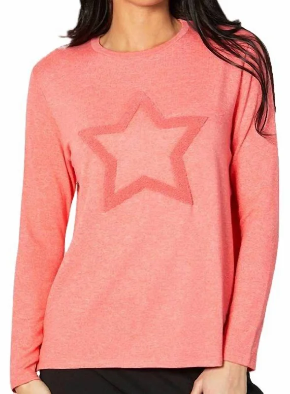 Deep Discounts Crew With Star Top In Coral