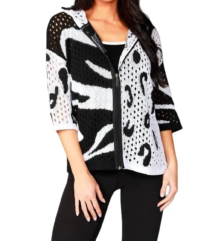 New Deals Crochet Safari Zip Hoodie In White Black