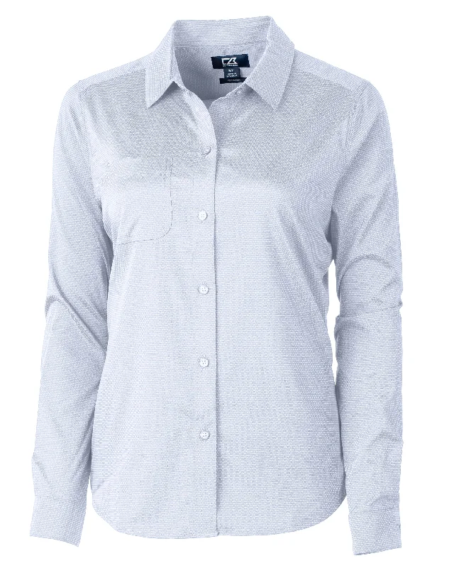 Price Blitz Cutter & Buck Versatech Geo Dobby Stretch Womens Long Sleeve Dress Shirt