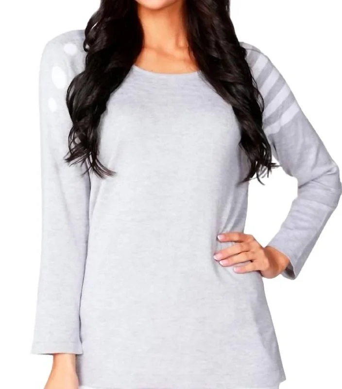 Huge Discounts Dot Stripe Scoop Top In Silver/white