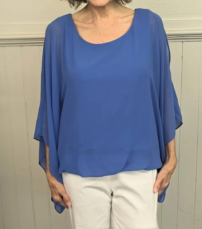 TIME-Limited Offer Drape Sleeve Top In Blue Iris