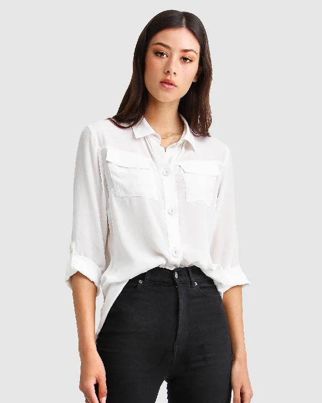 Buy Now Eclipse Rolled Sleeve Blouse - Cream