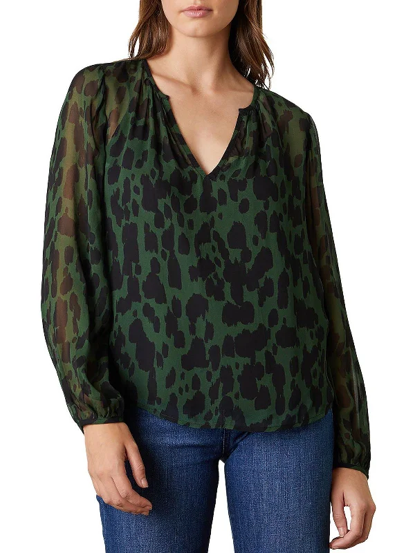 Midnight Madness Edna Womens Chiffon Boho Blouse