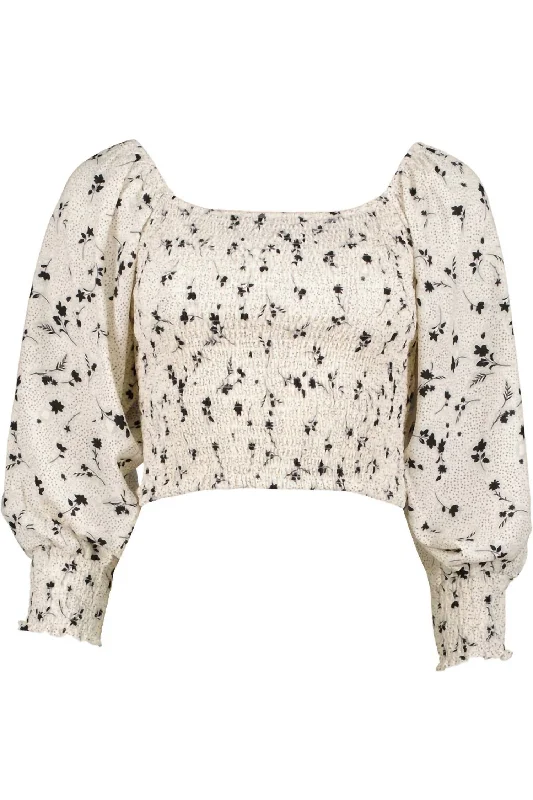 Bonus Savings Elsa Smocked Top In White Petite Fleur