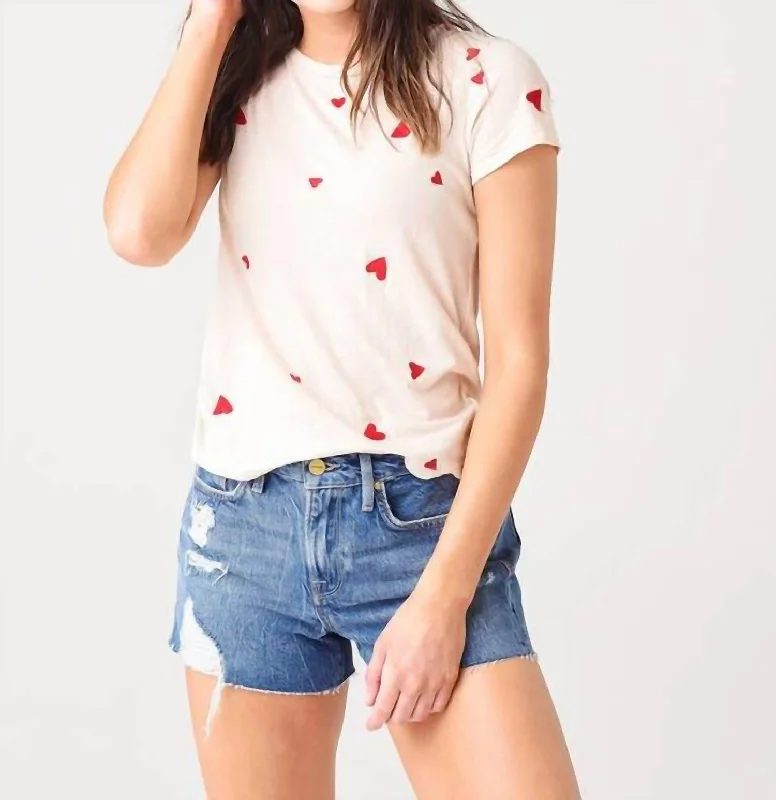 Limited Time Embroidered Heart 90'S Tee in Bone