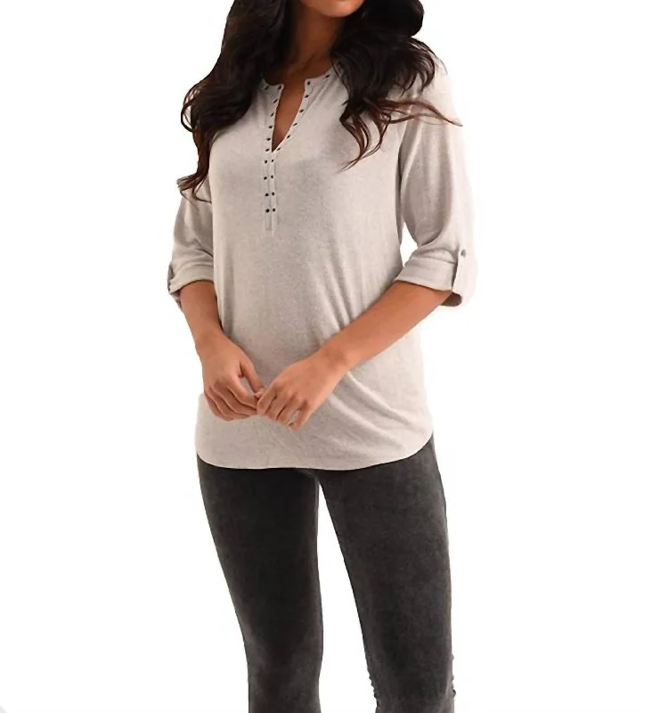 Exclusive Savings Emma Grommet V-Neck Kashmira Top In Gray