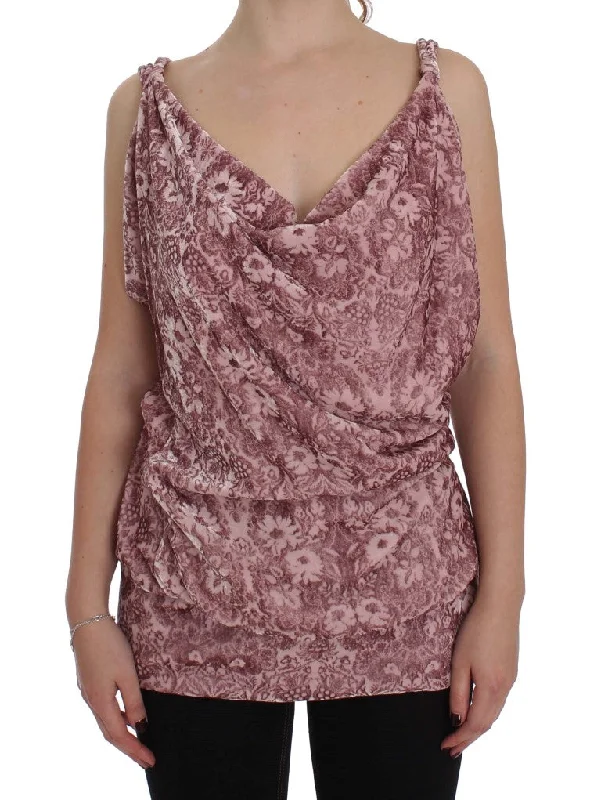 Doorbuster Deal Exte  Floral Print Viscose Silk Blouse Women's Top