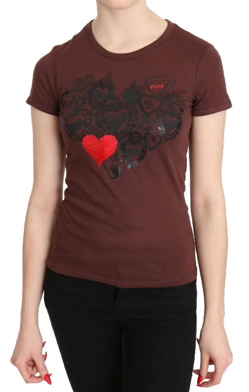 Stock Clearance Exte  Hearts Printed Round Neck T-shirt Women's Top