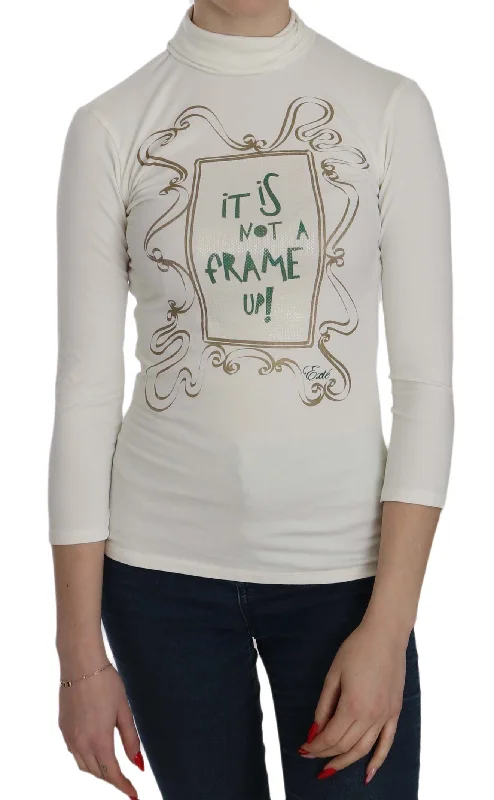 Deep Discounts Exte  Printed Turtle Neck 3/4 Sleeve Top Cotton Women's Blouse