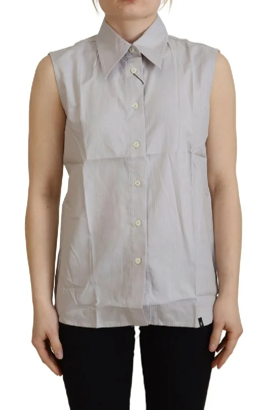 Midnight Madness Ferre   Stripes Cotton Sleeveless Colla Women's Top