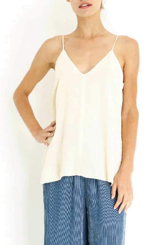 Shop and Save Fluid Ribbed Velvet Top In Avorio
