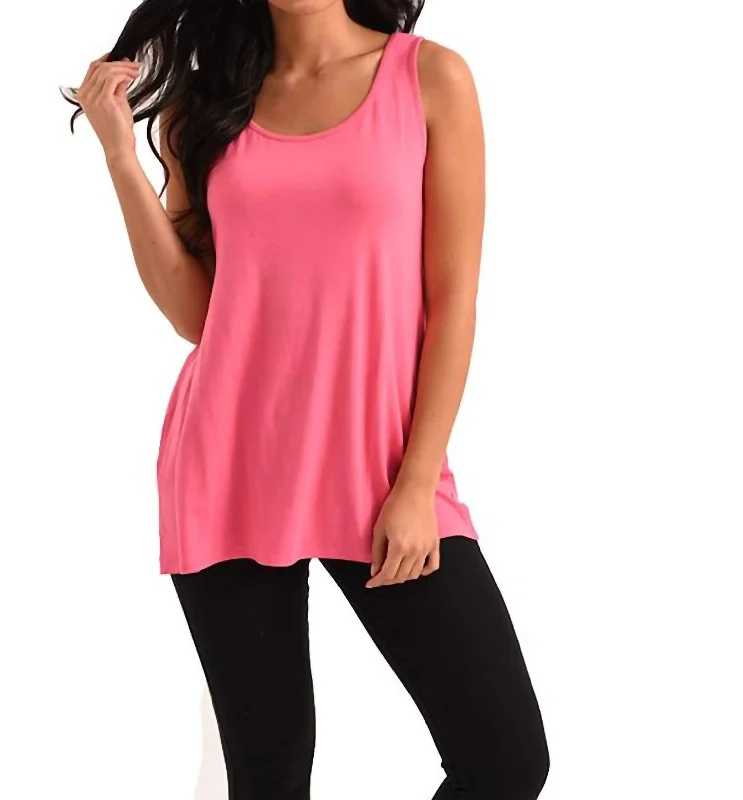 Super Sale French Kyss Long Tank Top In Fuchsia