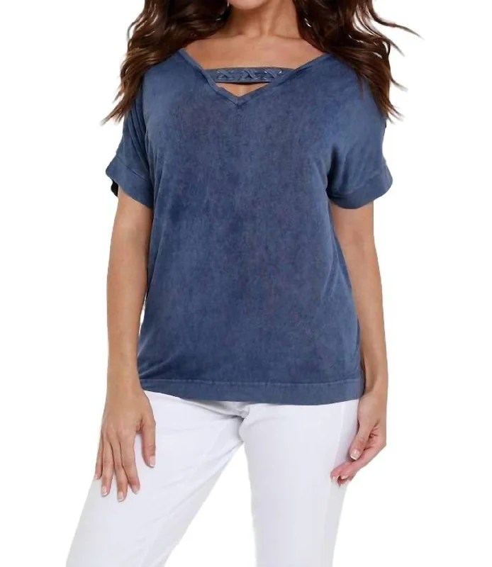 Final Markdown Front To Back Braided Top In Denim