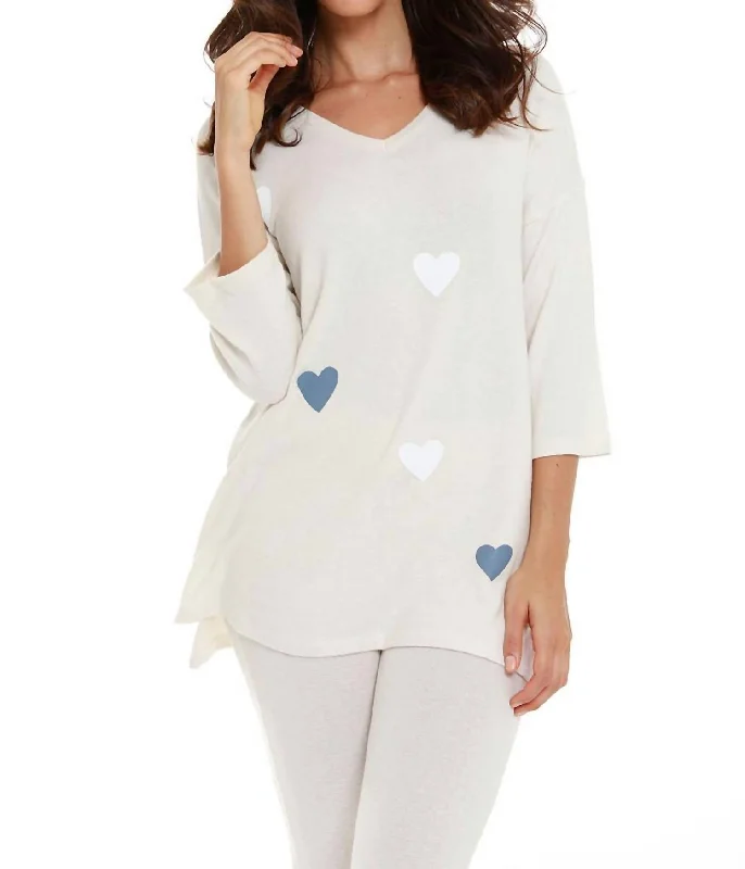 Limited Quantity Gabrielle Kashmira 3/4 Sleeve V-Neck Top In Beige