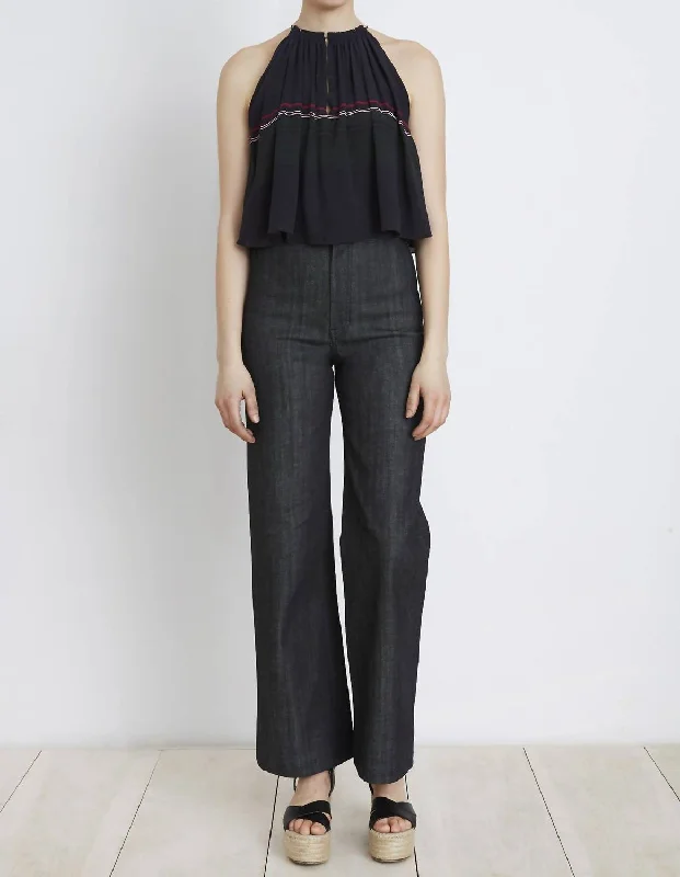 Best Deals Galisteo Wabi Striped Silk Halter Top In Black