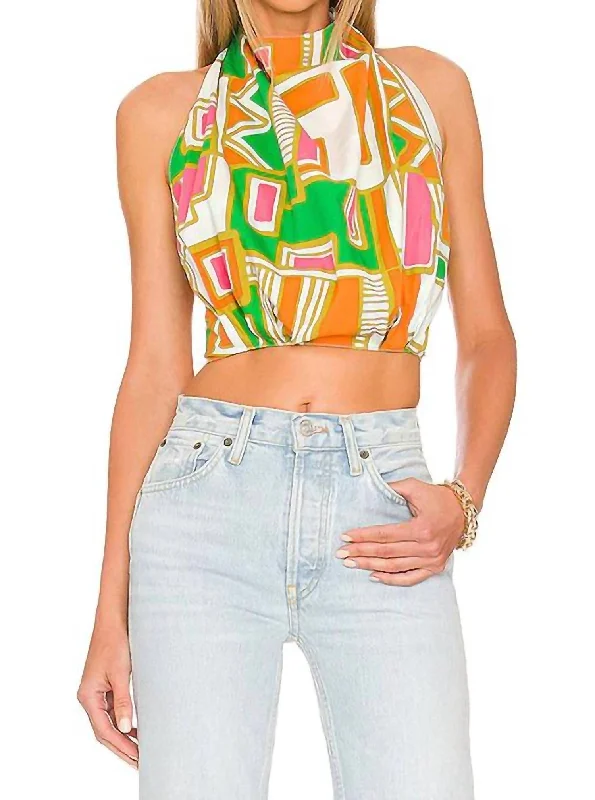 Savings Galore Highneck Backless Top In Solstice