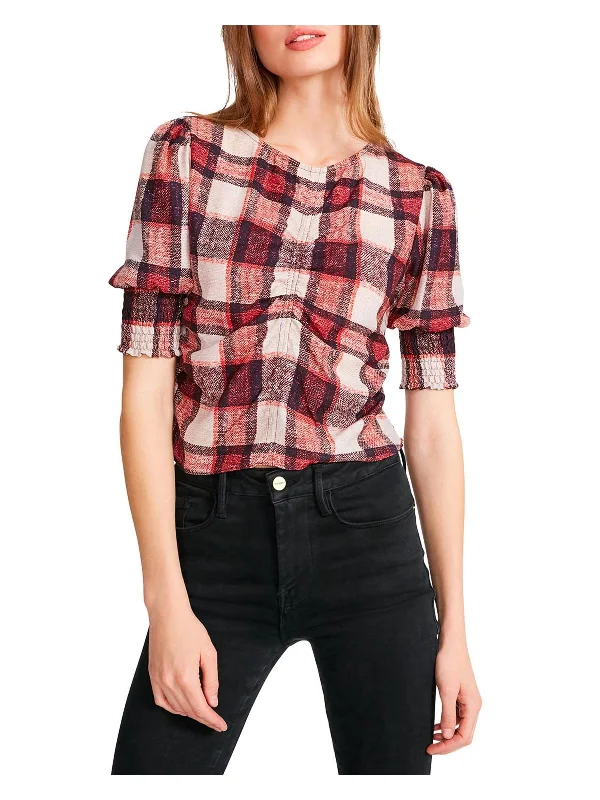 Blowout Deals Idea Womens Plaid Rouched Pullover Top