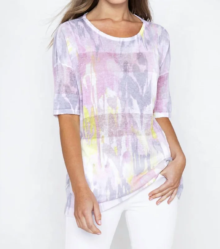 Weekend Deal Ikat Easy Pullover Tee In Bloom Multi