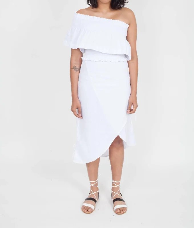 Today's Special Ines Linen One Shoulder Top In White