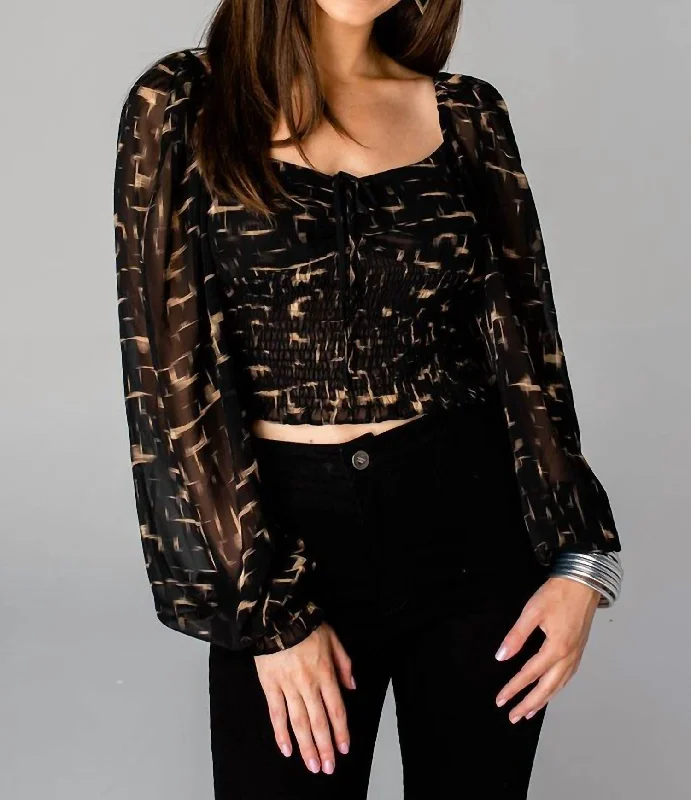 Online Specials Isabelle Smocked Crop Top In Java