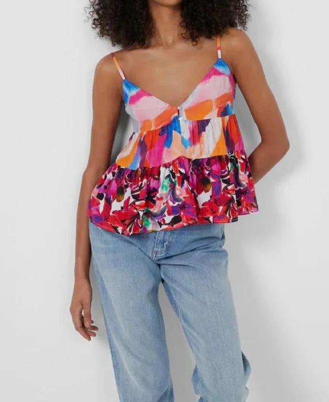 Early Access Isadora Delphine Patched Tiered Top In Vivid
