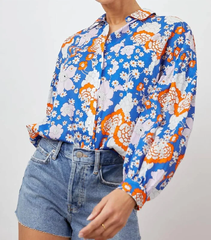 Savings Bonanza Janae Shirt In Cobalt Floral