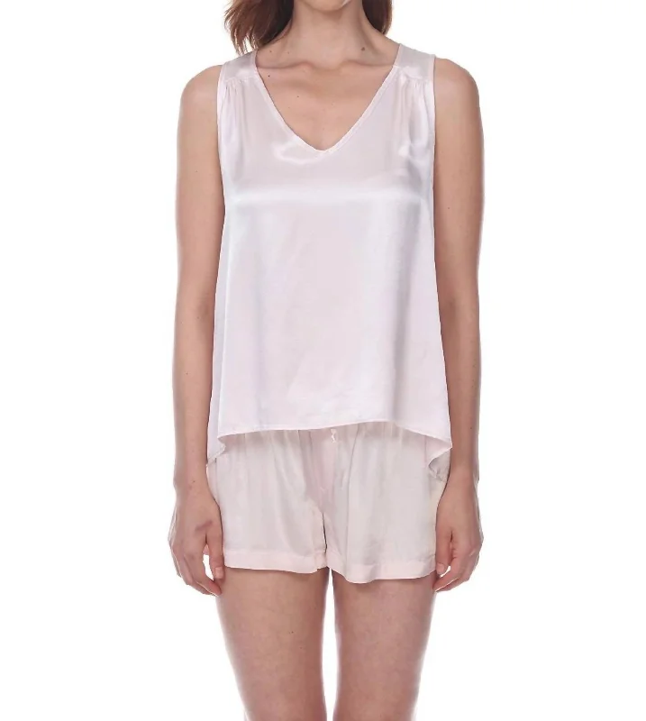 Now or Never Jill Satin Cami With V-Neck In Blush