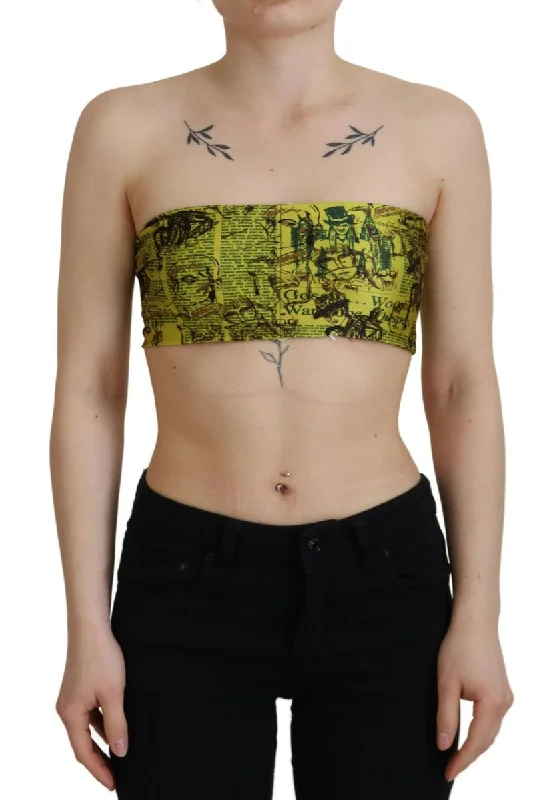 Overstock Sale John Galliano  Graphic Print Nylon Strapless Cropped Women's Top