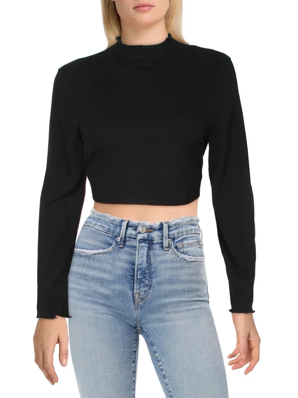 Closeout Juniors Womens Knit Long Sleeves Cropped