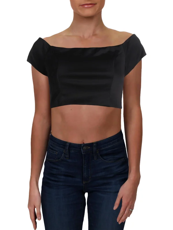Big Discounts Juniors Womens Knit Off-The-Shoulder Crop Top