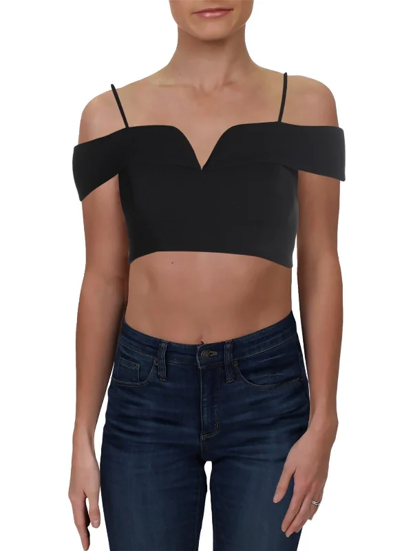 Crazy Deals Juniors Womens Knit Off-The-Shoulder Crop Top